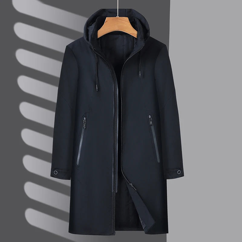 Winter Men's Trench Coat Male Windbreaker Outerwear Jaquet Man Coat Men Casual Thicken Warm Hooded Parkas Men Jackets