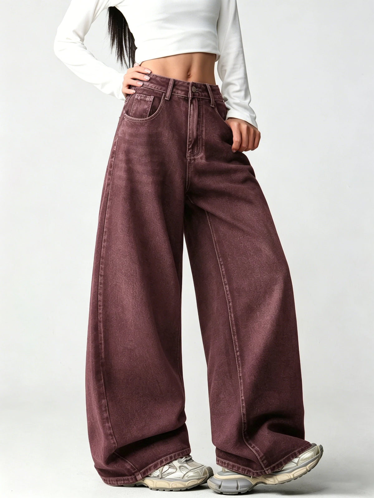 Plus Size Girls Spring Autumn Mid Waist Wide Leg Y2K Jeans Heavy Wing Embroidery Washed Soft Denim Hip Hop Pants