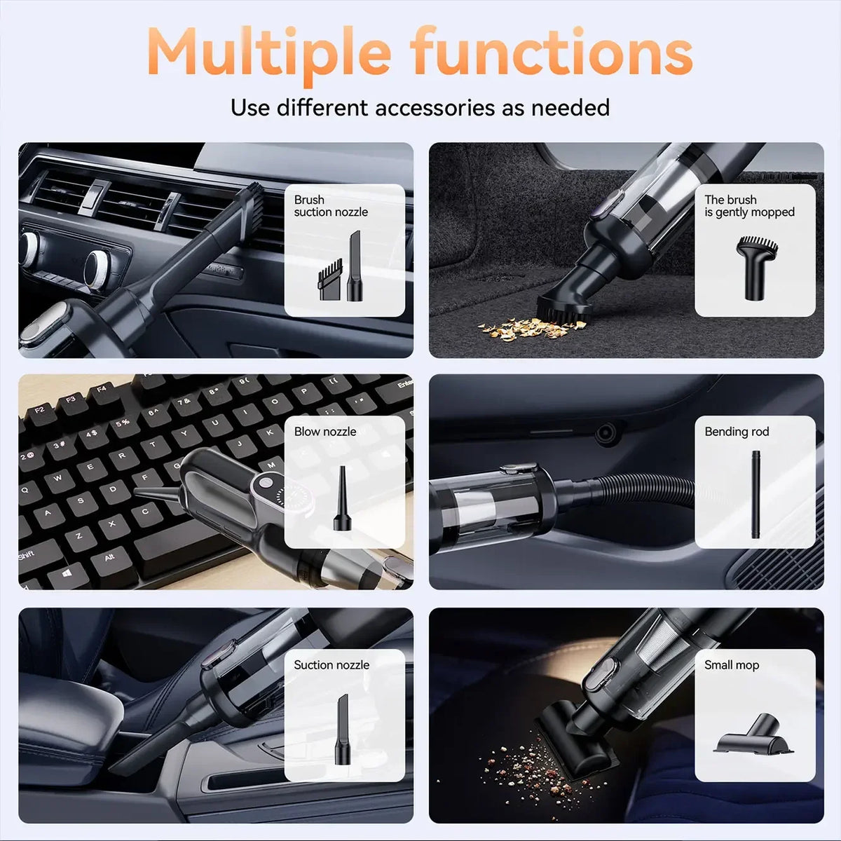 Portable Wireless Handheld Vacuum Cleaner, One-Button Dust Removal, Dual Function Suction and Blowing, High Power Portable Clean