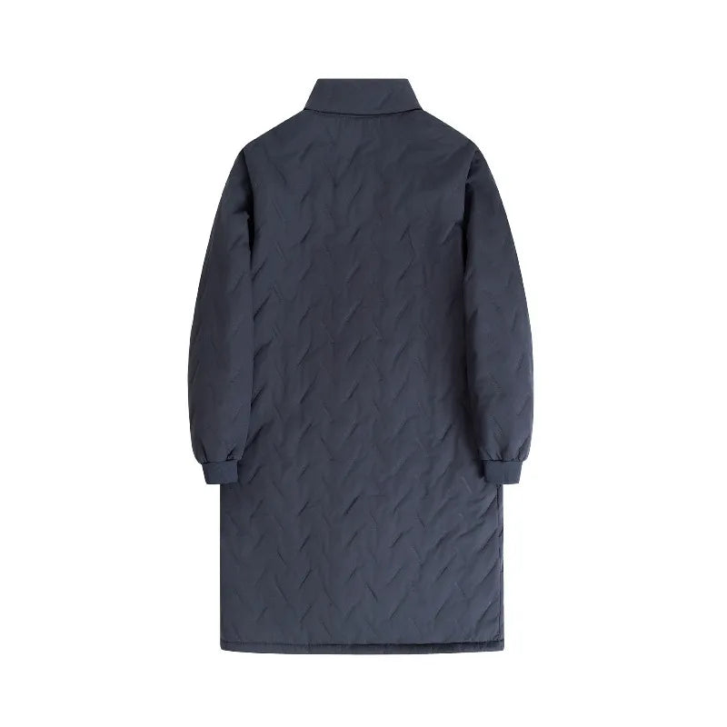 KIDWHXR Fleece Jacket Man Winter Thicken Windproof Mid Length Men Parkas Stand Collar Long Sleeve Male Outdoor Casual Coat