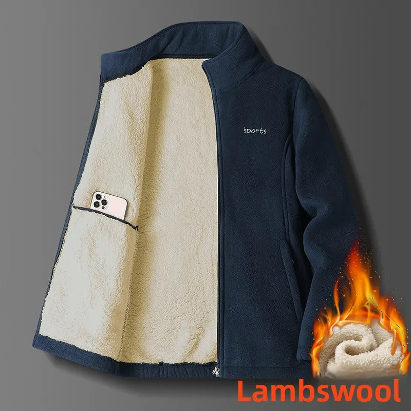 Winter Outdoor Sports and Leisure Thick Lamb Wool Jacket Comfortable Windproof Warm Breathable Stand Up Collar Cotton Jacket