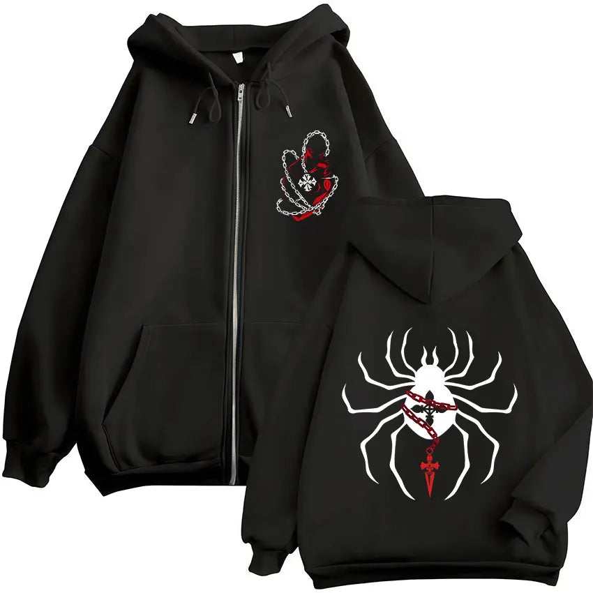 Anime Hunter X Hunter Spider Kurapika Zipper Hoodies Men's and Women's Fashion Casual Zip Up Hooded Sweatshirts Jackets Coat