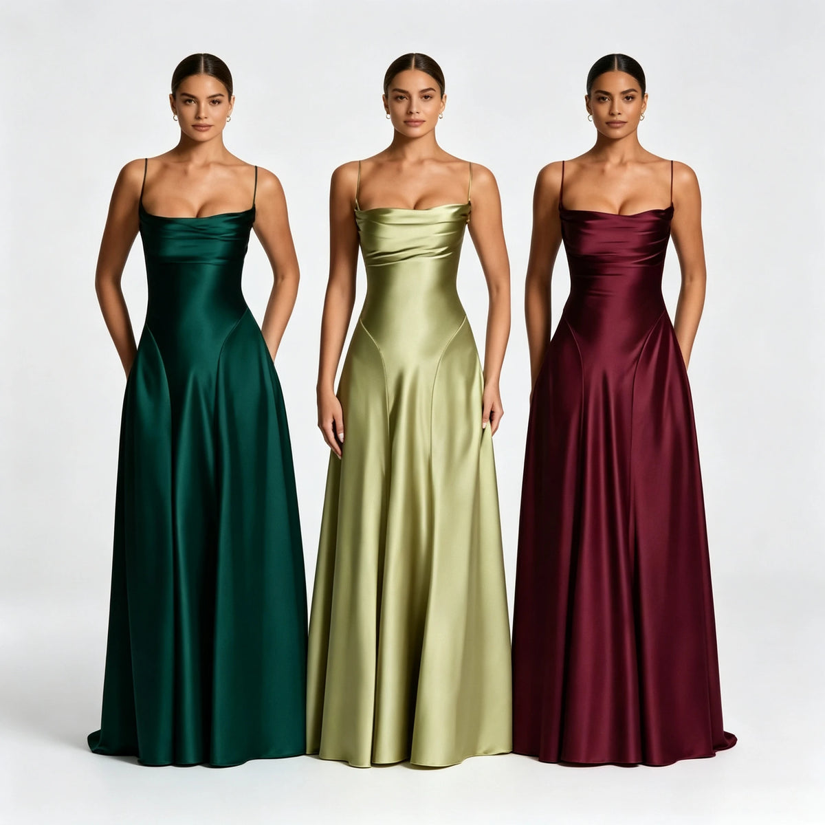 Dress Suninbox Elegant Satin Spaghetti Strap Maxi Dress Criss-Cross Back Tie for Wedding Evening Party Holiday Events