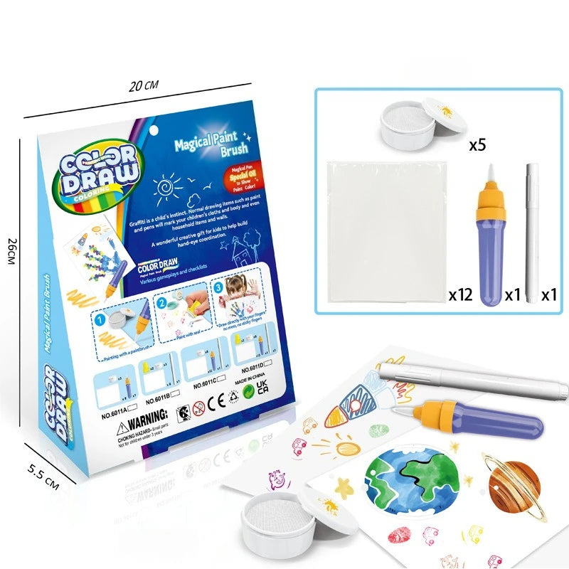 Magic Drawing Toys for Kids Fantasy Color Brush Graffiti Seal Baby Painting Set Children Montessori Interactive Educational Toys