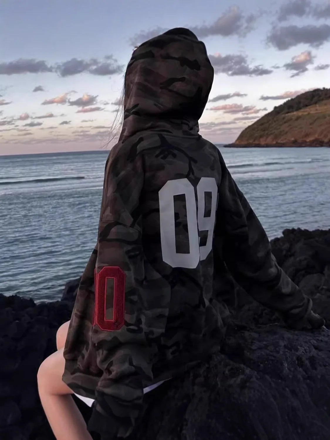 Women's Ins Korean Camo Letter Vintage American Preppy Hooded Cardigan — Versatile Fashion Hoodie