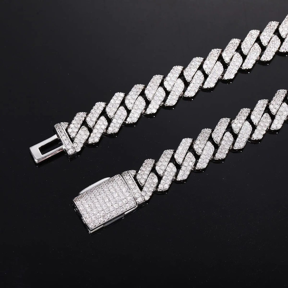 Available for single wear or stacking, 8mm Single Row Diamond Necklace, PT950 Platinum unisex design matched with artificial