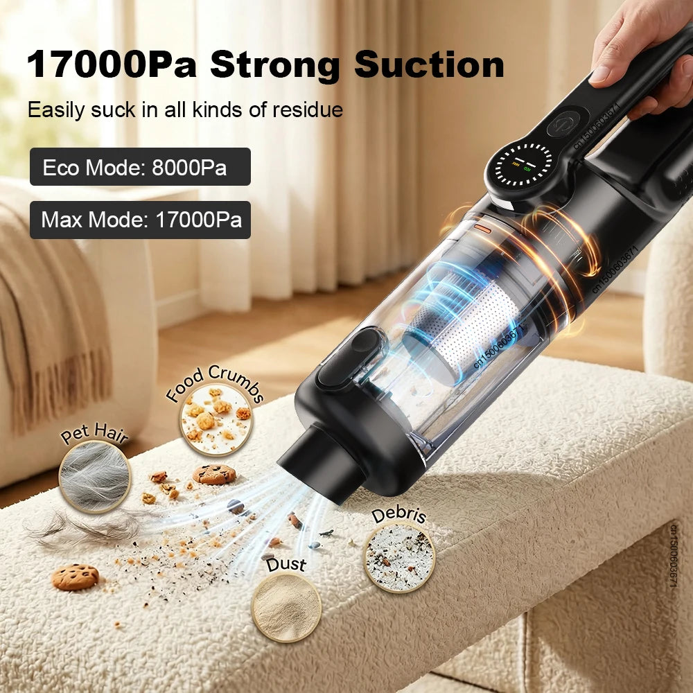 Car Wireless Vacuum Cleaner Portable Brushless Strong Suction Handheld Vacuum Cleaner for Car Interior Cleaning with LED Light