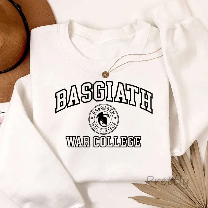 Basgiath War Collage Sweatshirt Men Women Fourth Wing Hooded Fantasy Book Dragon Hoodies Harajuku Long Sleeve Clothes