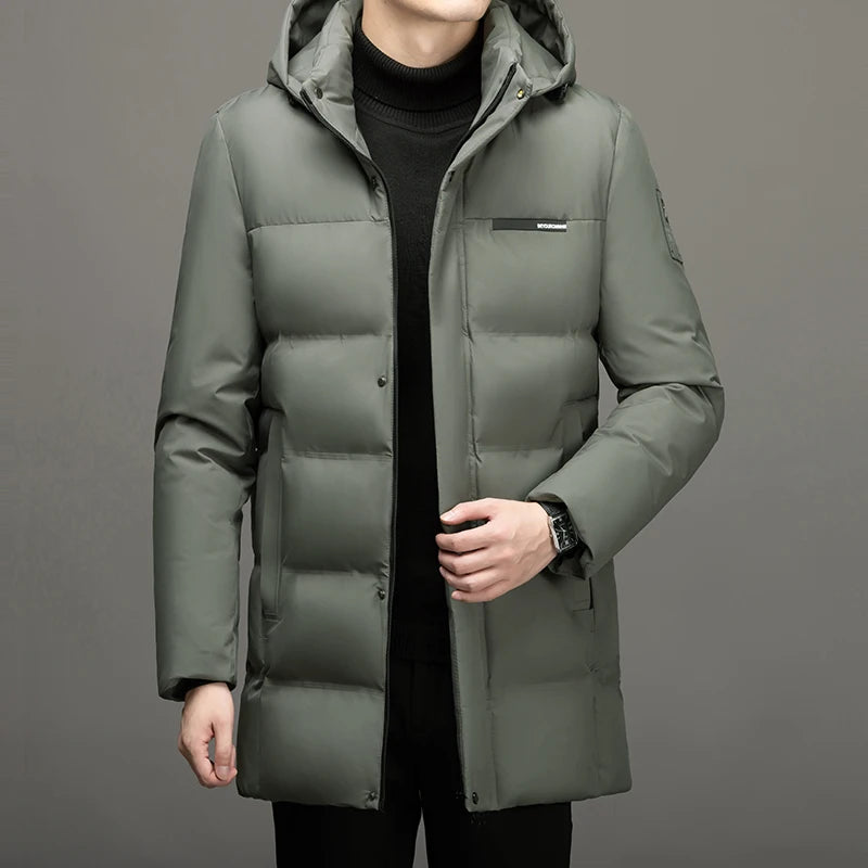 Winter Warm Thicken Long Jacket Coat Mens Hooded Waterproof Puffer Cotton Coat Men Casual Windproof Parkas Coats