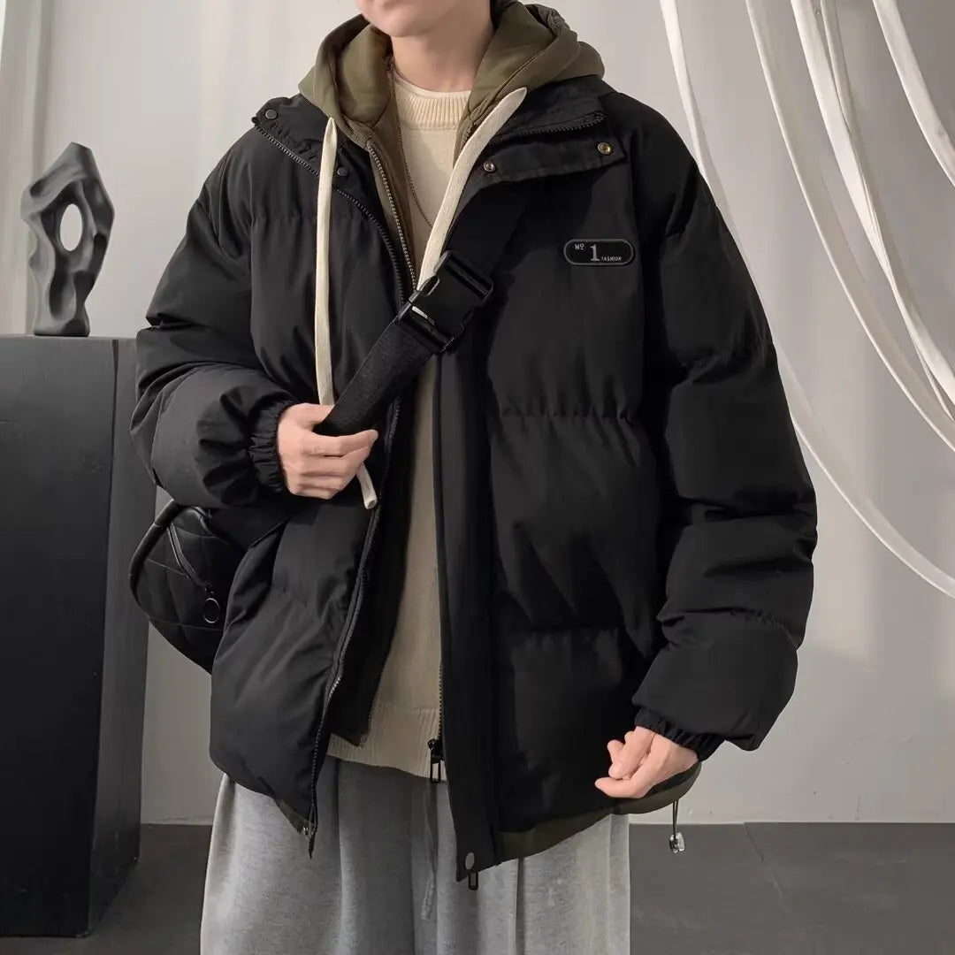 Winter Thick Cotton Jacket Set for Men's Fake Two piece Cotton Jacket, Rascal Handsome Men's Winter Warm Cotton Jacket Two piece