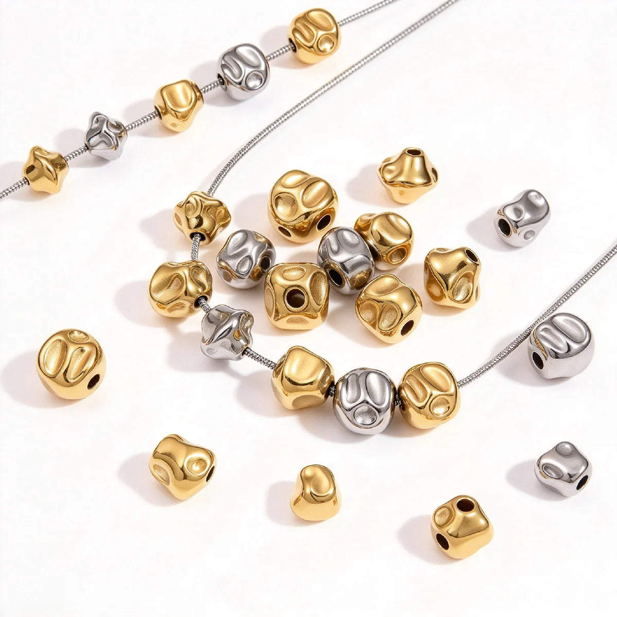 10pcs Stainless Steel Spacer Beads Irregular Big Hole Alien Bead for DIY Necklace Bracelet Jewelry Making Accessories Wholesale