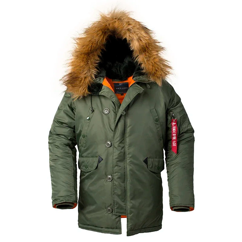 Military Fur Hood Warm Tactical Bomber Army Korean Thick Parka Hooded Men Parkas Winter N3B Puffer Men Long Windproof Coat