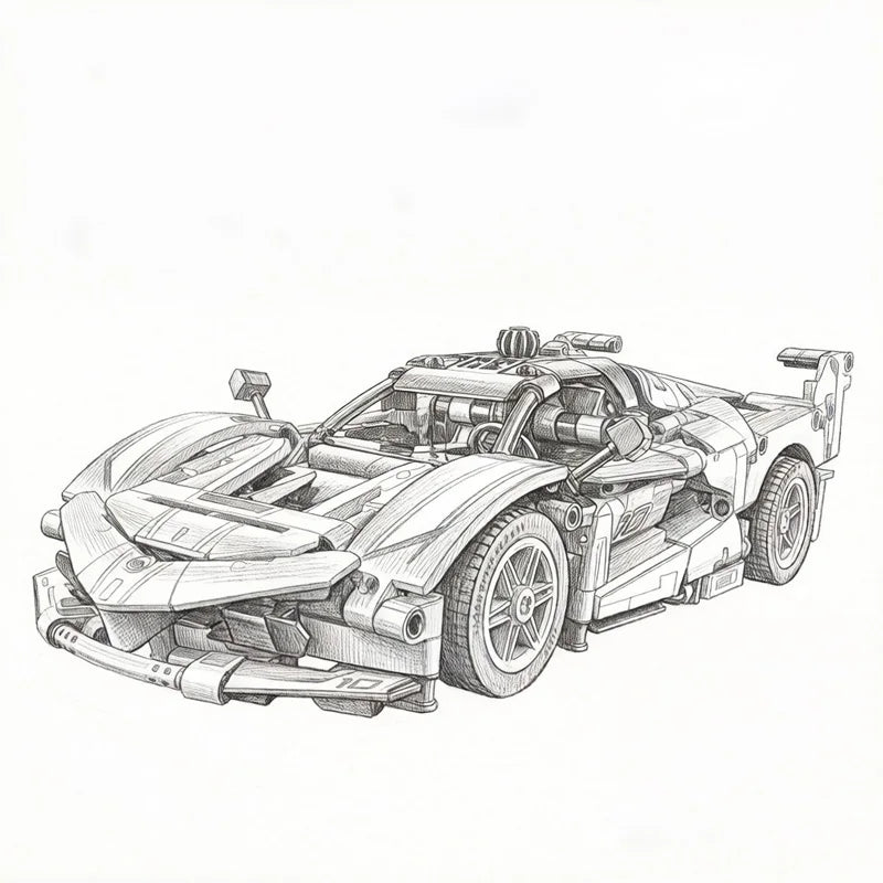 SF-24 Inspired Supercar Modified Racing Car 687PCS Building Blocks Toy Christmas Gift for Kids