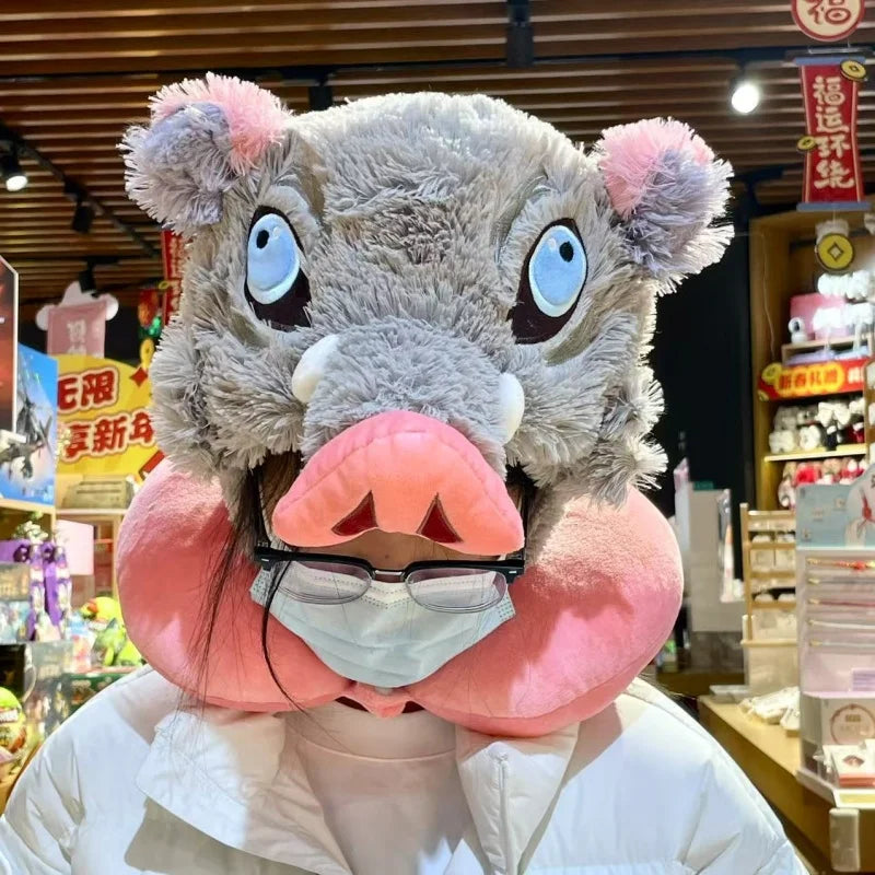 Cosplay Prop Wild Boar Head Plush Hat Demon Slayer Hashibira Inosuke Warm Headgear Cartoon Stuffed Anime Plushies Gifts Boy Fans