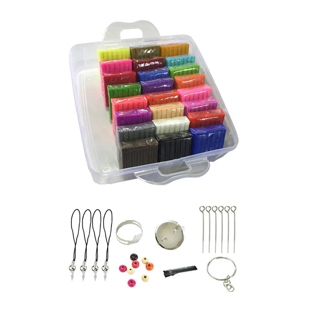 1Set Modeling Clay Kit 24 Colors Non Sticky Soft Polymer Clay Set DIY Tools Creative Educational Accessories for Kids Crafts