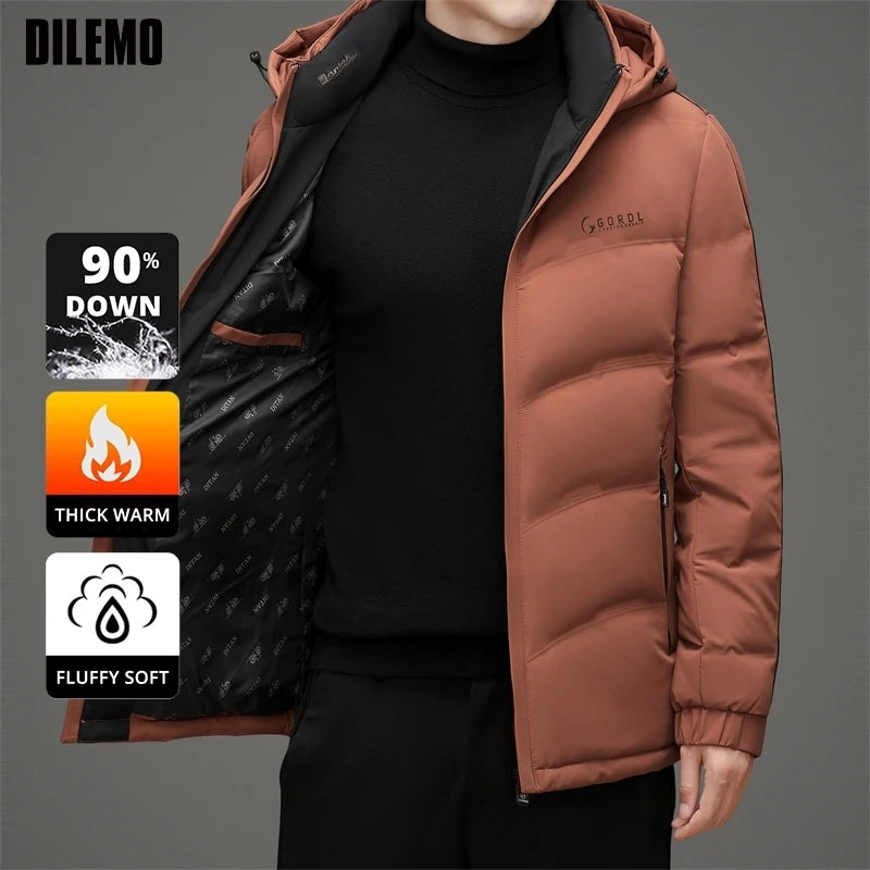 Down Parkas Feather High End Thick Hooded Fashion Windbreaker Casual Brand Mens Parkas Winter Warm Feather Puffer Jacket Outwear Down Jacket