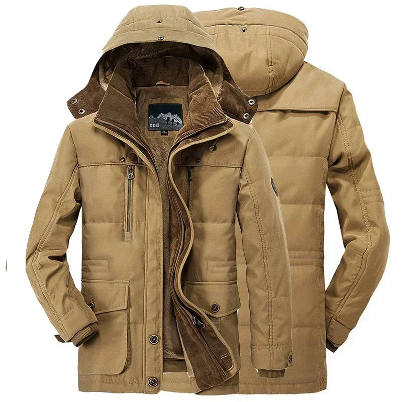 Men Fleece Warm Thick Windproof Parkas Hooded Casual Tactics Military Parkas Jackets Coat Men Autumn Fashion Winter New Coats