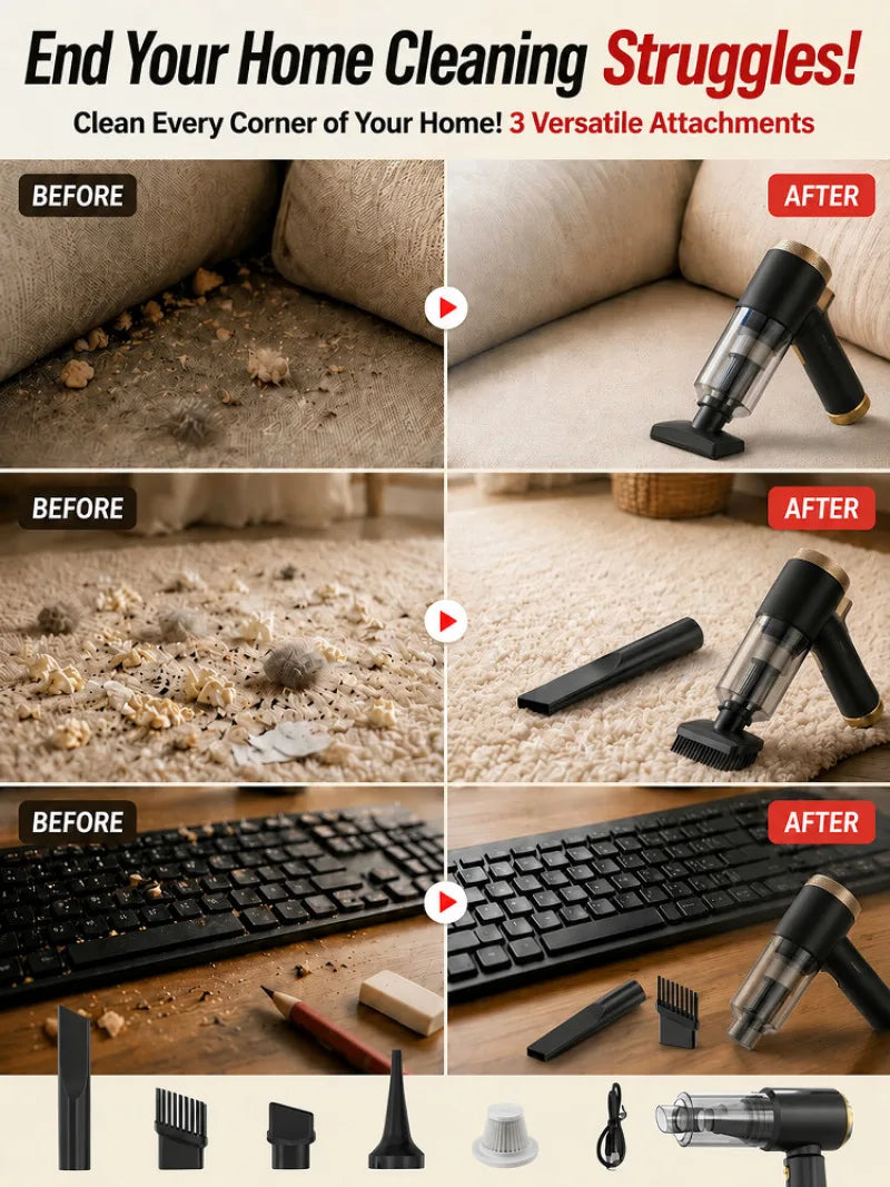 High‑Power Multifunctional Car Vacuum Cleaner Portable Handheld Auto Interior Dust Suction Cleaner Wet Dry Dual‑Use Cleaning