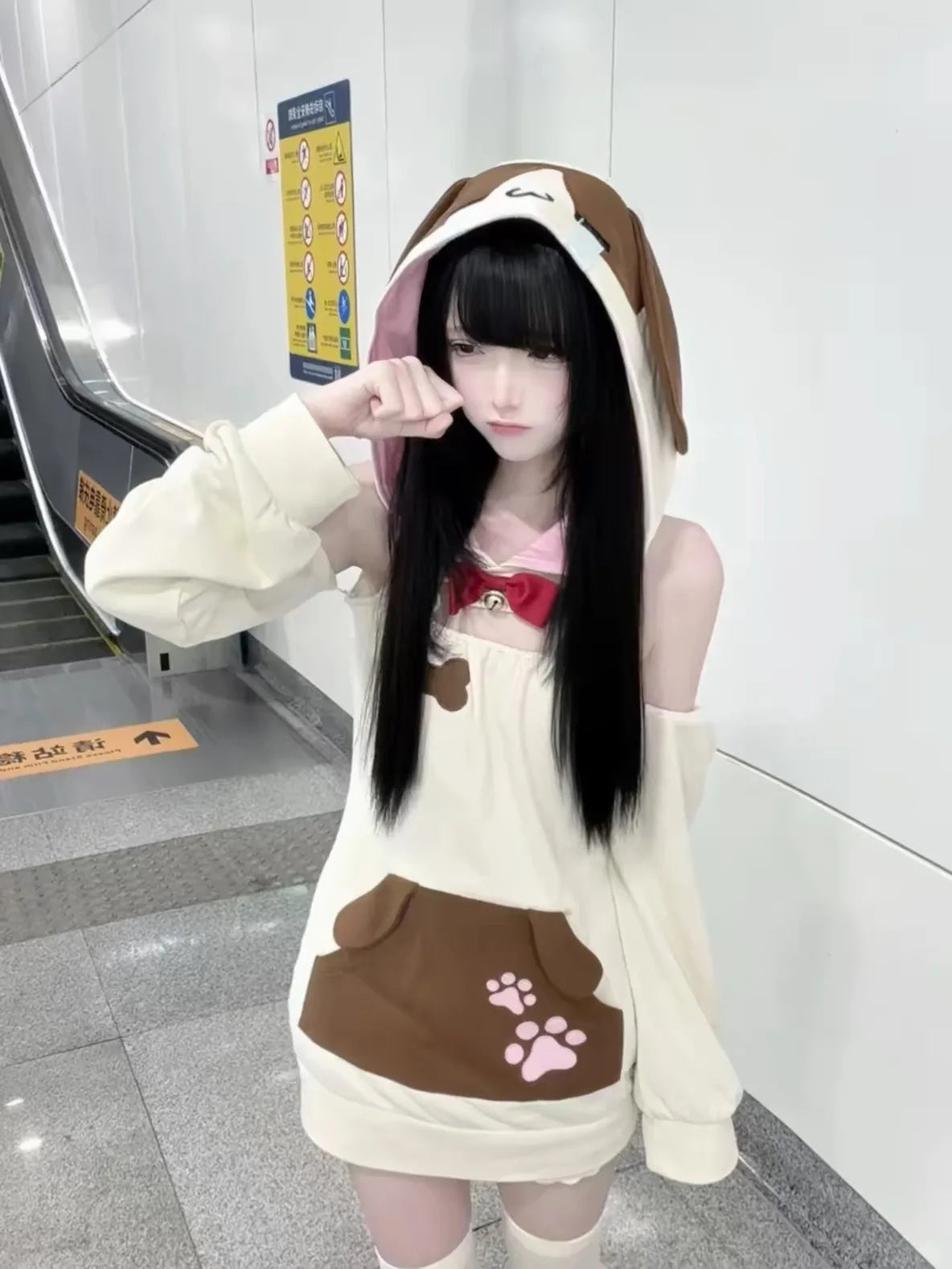 Sweatshirt Cute Ear Hoodie Women's Autumn Winter Soft Girl Hooded Sweatshirt Japanese Style Endearing Outerwear Casual Loose Fit