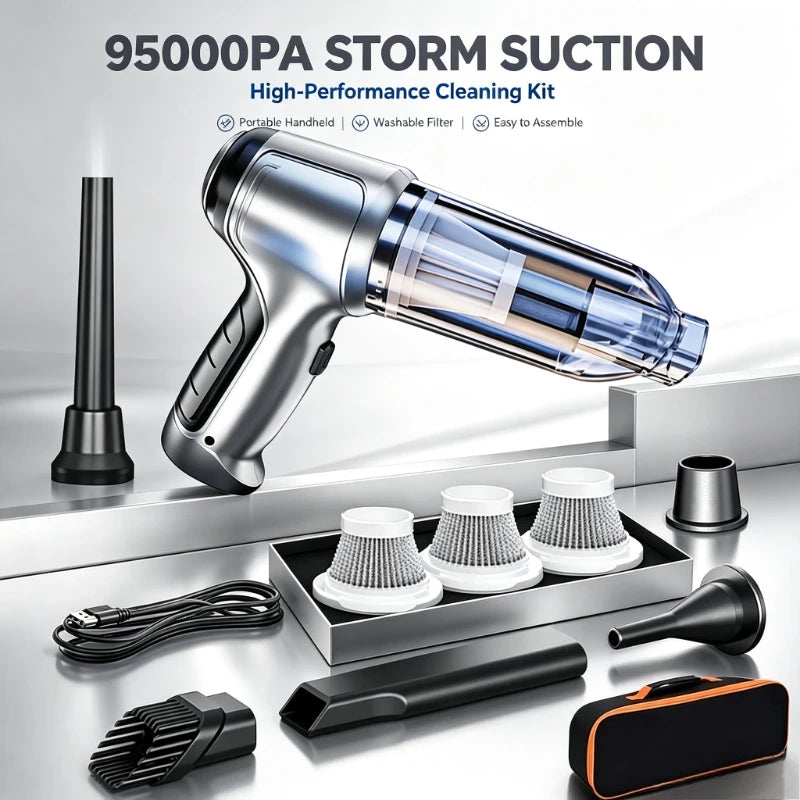 Rechargeable Wireless Handheld Car Vacuum Cleaner Strong Suction Wet Dry Dual Use Mini Portable Auto Household Vacuum Cleaner