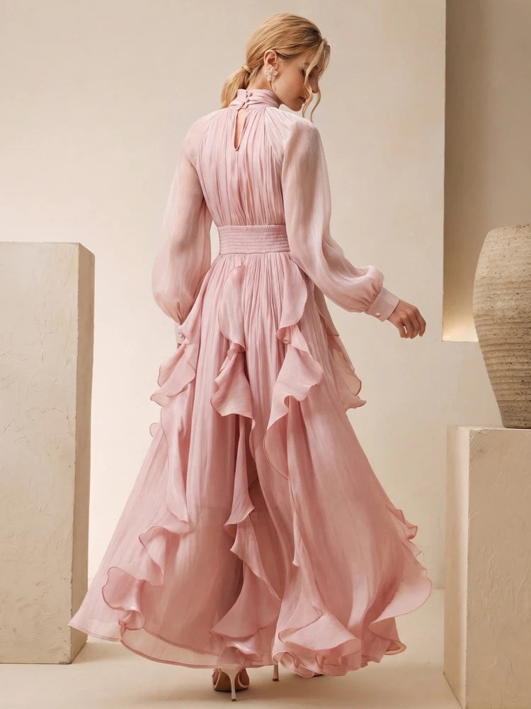 Dresses Cimmuovere Elegant Party Dresses for Women 2026 Chic Long Puff Sleeve Tiered Evening Gown With Zipper Long Dress For Wedding