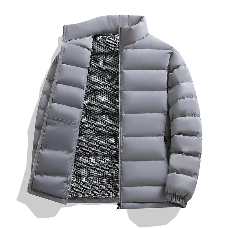 Graphene Self-heating Down Jacket Men Solid Windproof Pleated Down Jackets Stand Collar Classical Warm Winter Jackets Male