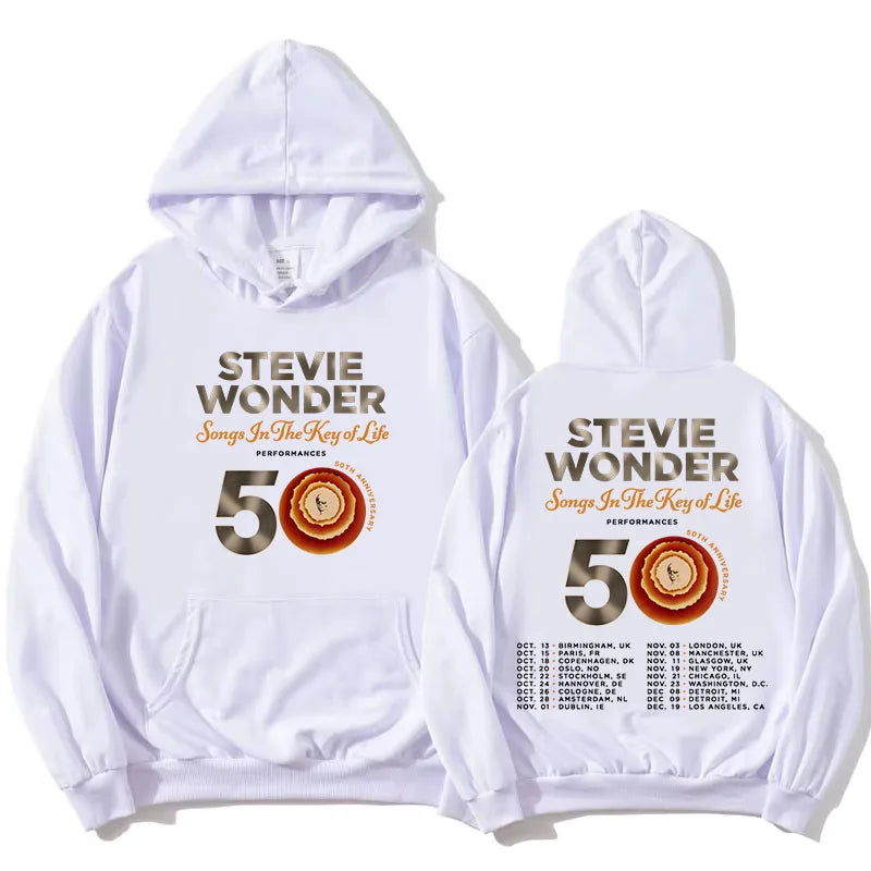 Stevie Wonder Songs in The Key of Life 50th Anniversary Tour Hoodies Women Men Clothing Long Sleeve Casual Hooded Sweatshirt Top