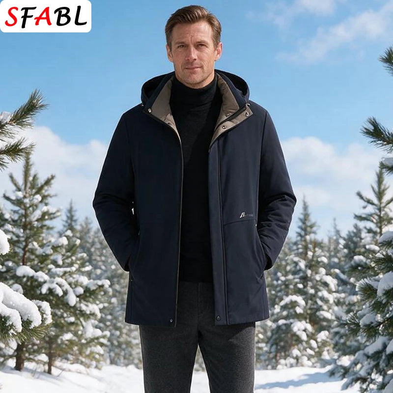New Winter Parkas Men Jackets Keep Warm Hooded Jackets Winter Coats with Removable Hood Windbreaker Thermal Coats for Men Winter