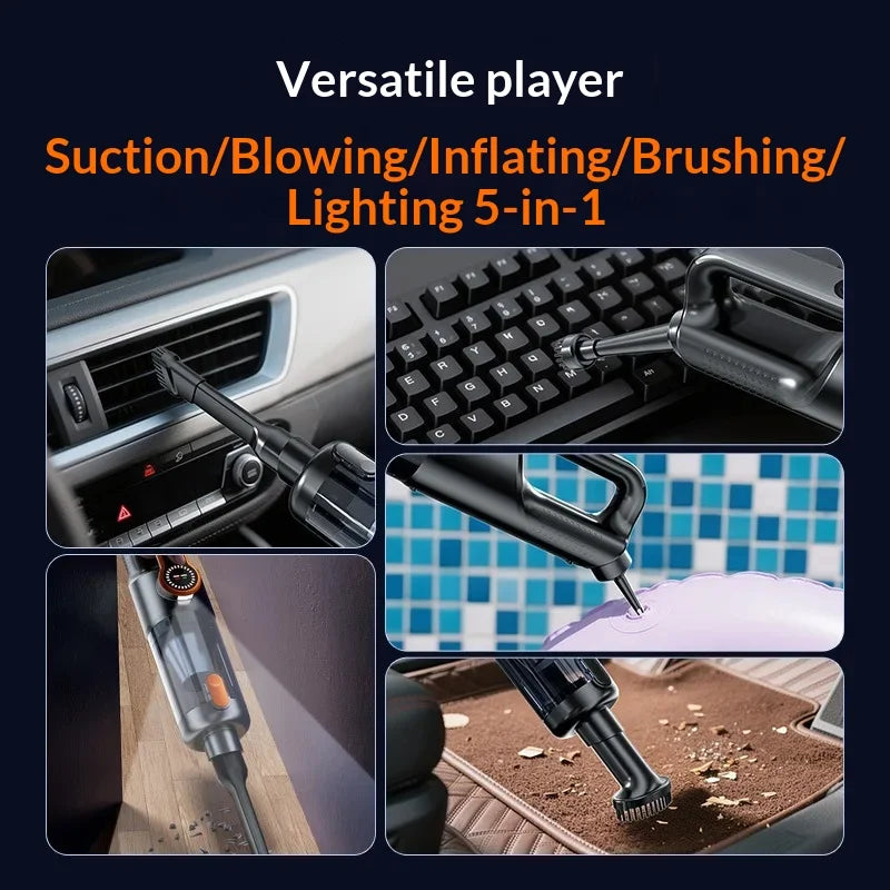 Mini Wireless Handheld Vacuum Cleaner Brushless Motor LED Light Retractable Tube One‑Button Dust Removal Portable Dust Cleaner