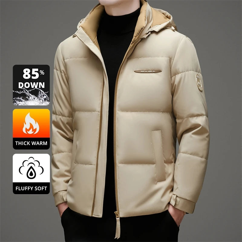 Down Coats Parkas Men Hooded High End White Duck Down Casual Fashion Men Down Jacket Hooded Outerwear Winter Warm Designer Parkas Puffer Feather Coats