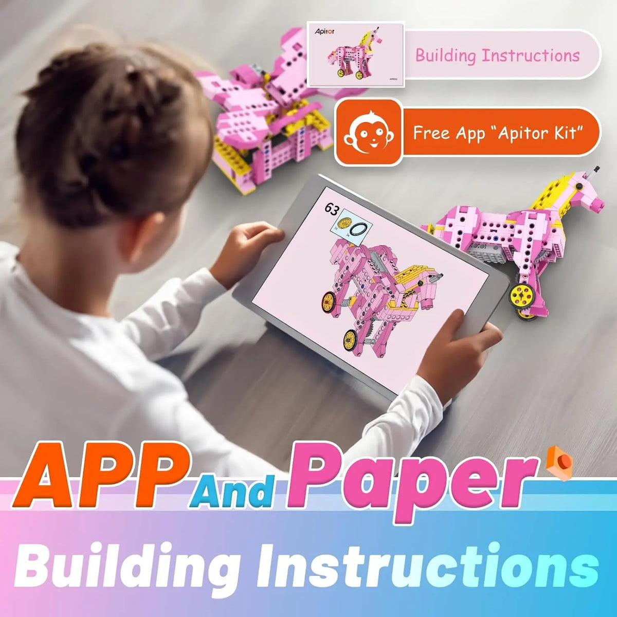 Apitor STEM Toys for Girls Gifts 8-in-1 Electric Motor Robotic Science Kits STEM Kit for Kids Age 8+ Edu Craft Building Toys