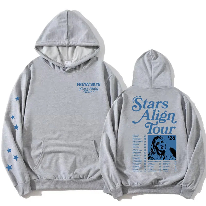Unisex Streetwear Freya Skye Stars Align Tour Hoodies Long Sleeve Women Men Sweatshirt with Pocket Graphic Print Merch Pullovers
