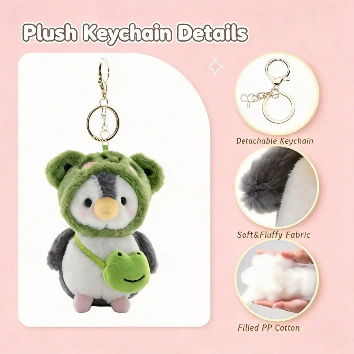 Stuffed Animals 4.8 In Penguin Plushies Toys, 4 Pcs Stuffed Animals For GF BF, Cute Girl Toy Animal Hat Backpack Accents, Whimsical Crossbody Bag Charms For Purse Birthday Holiday Gift,Keychain,Halloween