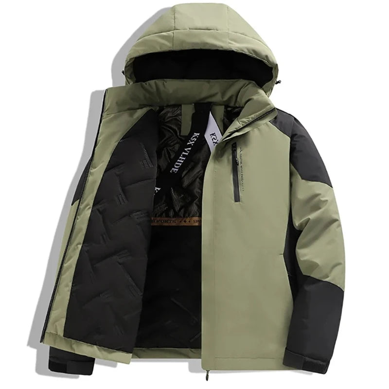 Outdoor Rainproof Cotton Padded Jacket for Men Winter Thickened Warm Hooded Parkas Men's Graphene Puffer Jackets Overcoat