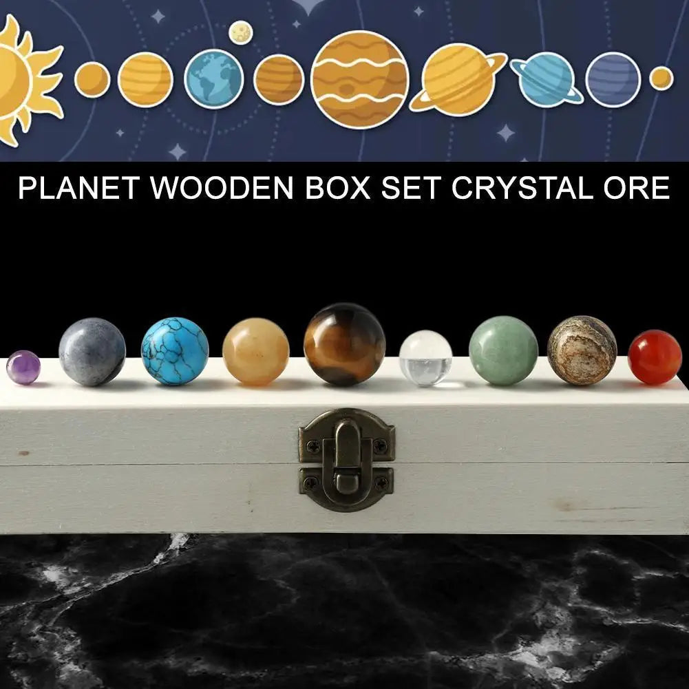 Solar System Natural Crystal Gemstones Set 9 Planets Sphere Ball Stone Galaxy Model Ornaments Gift Home Office Decor