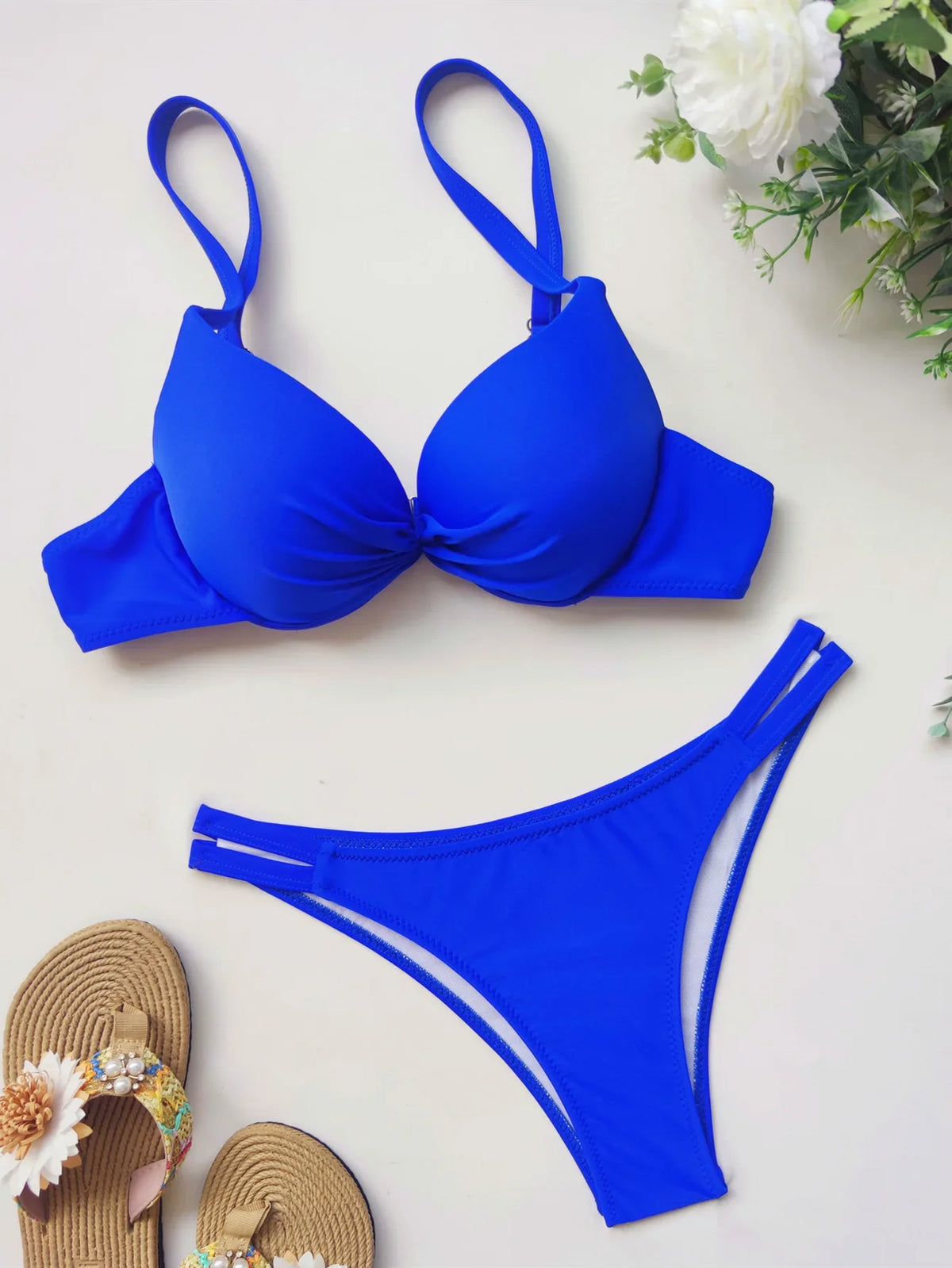 Sexy Push Up Bikinis Sets Two Pieces Solid Thong Swimsuit Bikini Swimsuit Swimwear Biquini Conjunto De Bikini Tankini Biquini