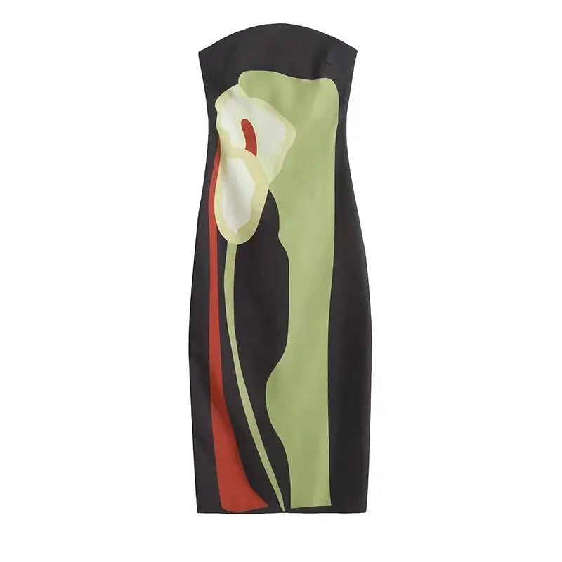 Dress Long Women Sexy Strapless Backless Printed Long Dress Women Fashion Sleeveless Off Shoulder Vestidos 2024 Summer Lady Party Evening Robes