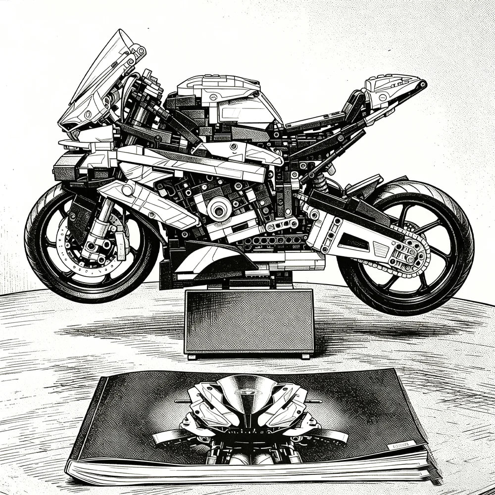 New 1920pcs Car Toy Motorcycle Building Bocks Series Simulation Model Ornament Assembly Difficult Educational Toys Gifts for Boy