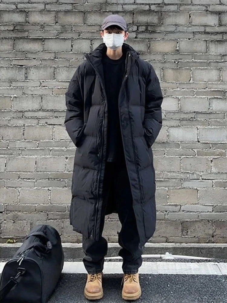 ​Men's Winter Jacket Down Cotton Parka with Hood Knee High Windproof Coat for Extreme Cold Weather Athletic Outdoor Apparel​