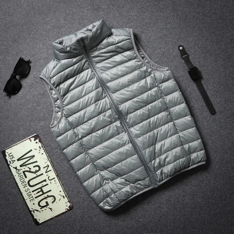 Men's Sleeveless Puffer Jacket 2025 New Autumn Spring Lightweight Water-Resistant Packable Men Down Vest Coat Plus Size 5xl 6xl