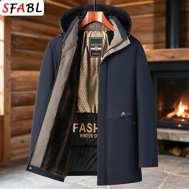 New Winter Parkas Men Jackets Keep Warm Hooded Jackets Winter Coats with Removable Hood Windbreaker Thermal Coats for Men Winter