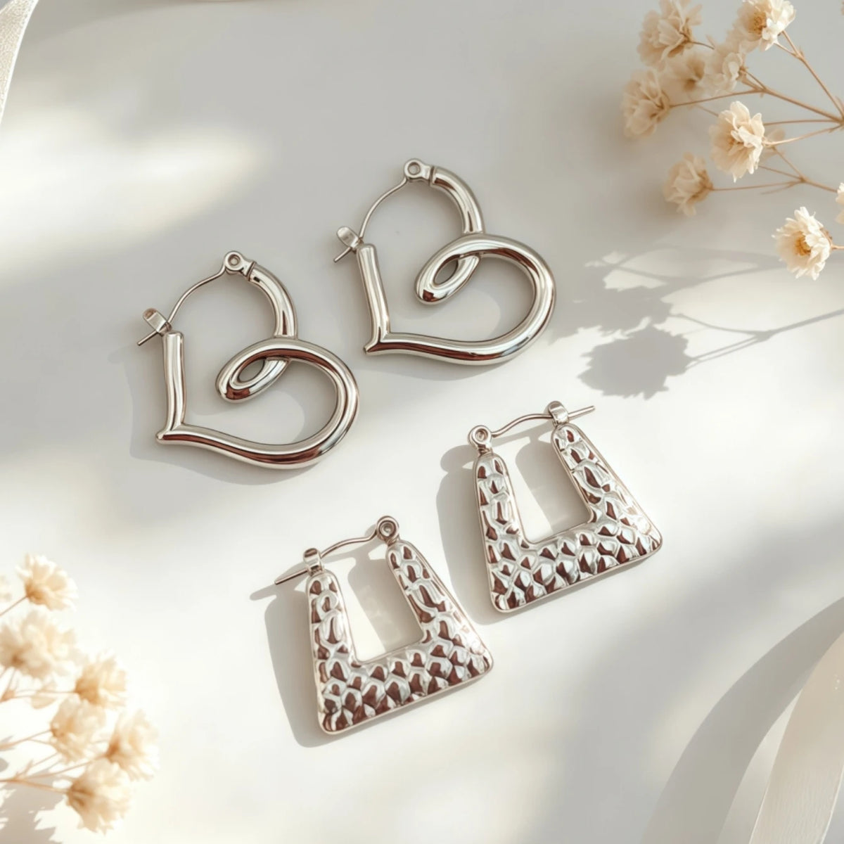 3/6/9/12/15/18PairsFashion Stainless Steel Circle Earrings For Women Mix Style Geometry Love-Heart Daily Jewelry Party Gifts