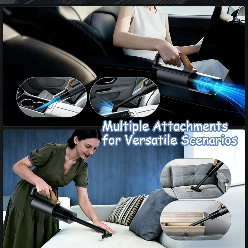 4-in-1 Handheld Cordless Vacuum Cleaner, Multifunctional Car Vacuum, Support Blow & Suction with LED Light for Home Car Cleaning