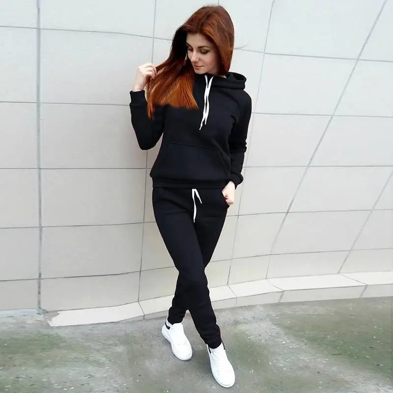Harajuku Casual Women's Jogging Suit Women's Hooded Sportswear Suit Set Clothing