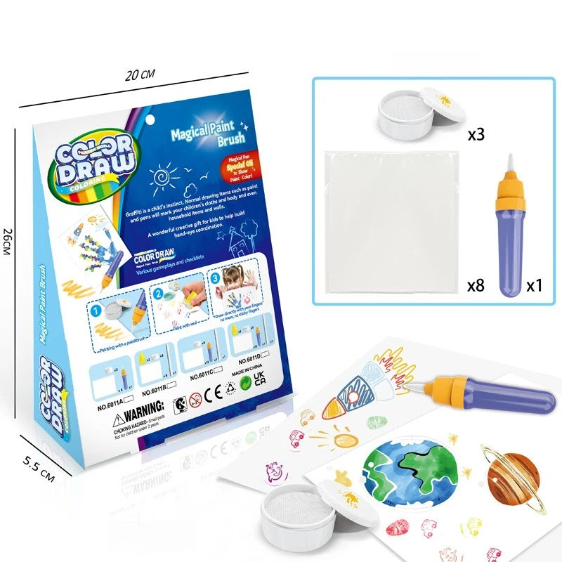 Magic Drawing Toys for Kids Fantasy Color Brush Graffiti Seal Baby Painting Set Children Montessori Interactive Educational Toys