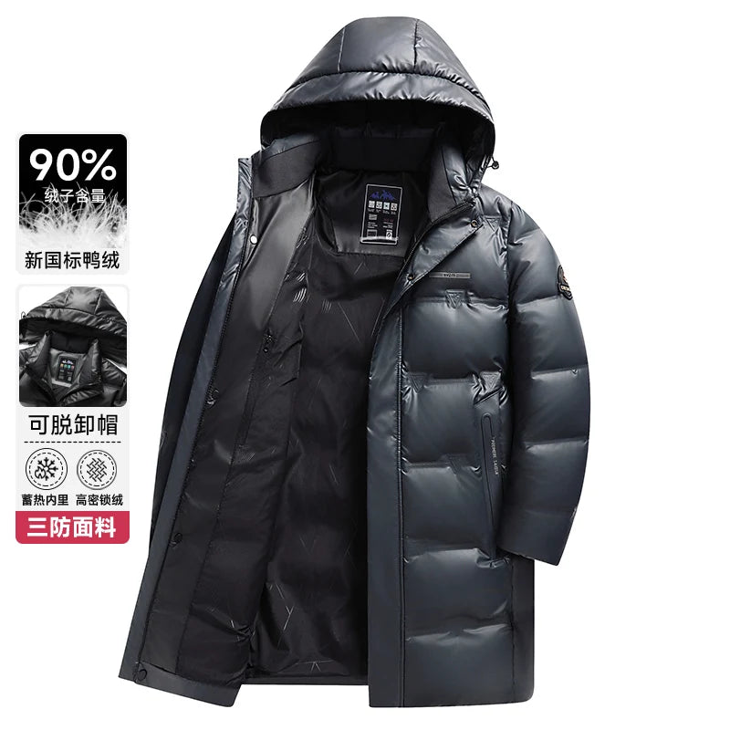 Men's Windproof Parka Men Down Coat Hoodie Warm Autumn/Winter White Duck Down Jacket Male Casual Thick Slim Puffer Jacket Coat