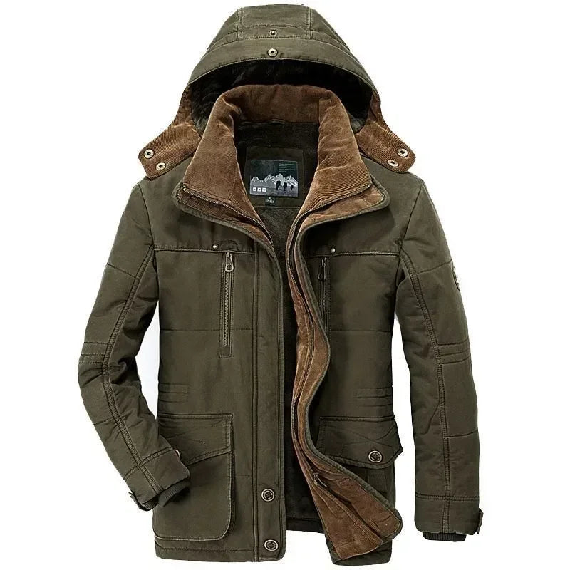 Men Fleece Warm Thick Windproof Parkas Hooded Casual Tactics Military Parkas Jackets Coat Men Autumn Fashion Winter New Coats