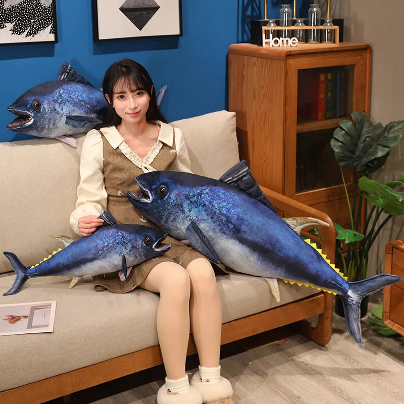 Hot Wholesale holiday gifts Simulation Tuna Plush Toys Real Life Tuna Fish Pillow Creative Stuffed Soft Ocean Toys Sleep Pillow