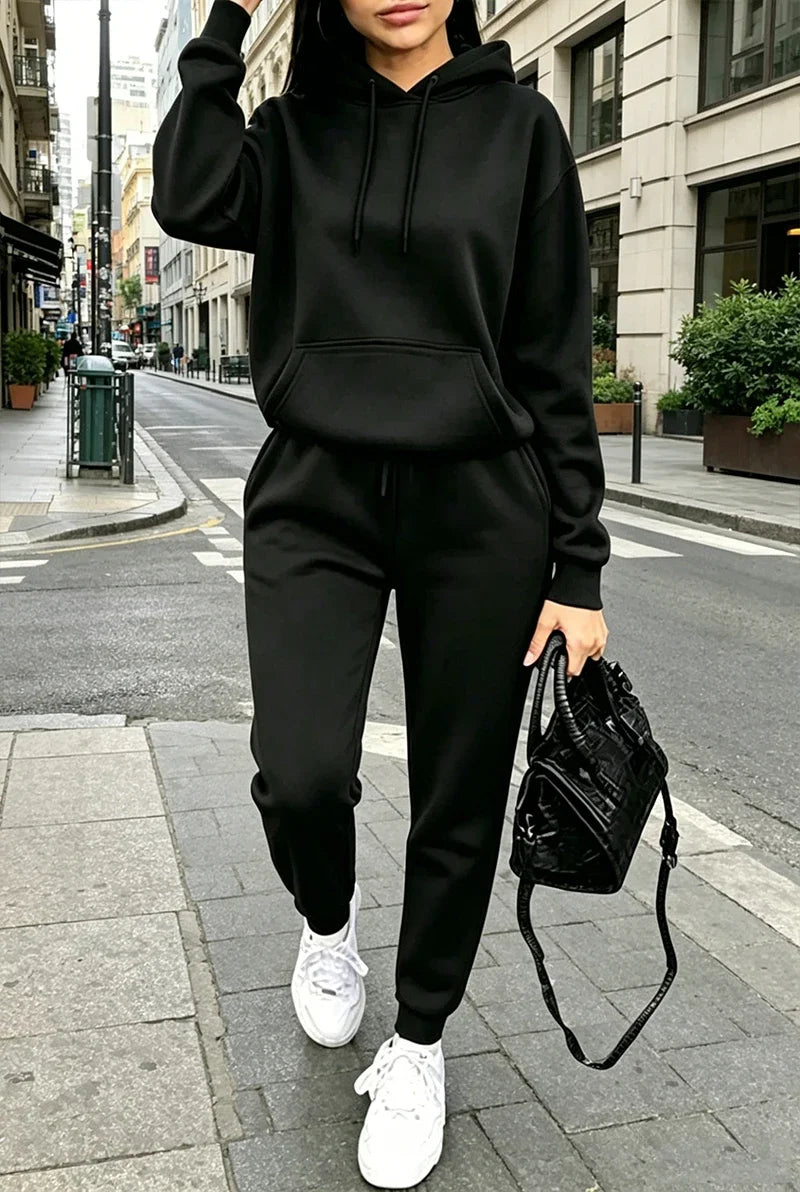 Women's Tracksuit Casual Street Hooded Sweatshirts Sweatpants Outdoors Sports Jogging Clothing Autumn Winter Single Hoodie Pants