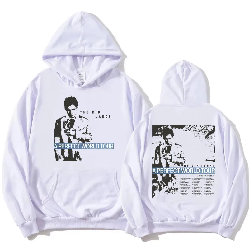 THE KID LAROI A PERFECT WORLD TOUR 2026 Hoodies Fleece Long Sleeve Female Hooded Sweatshirt Unisex Streetwear Design Print Hoody